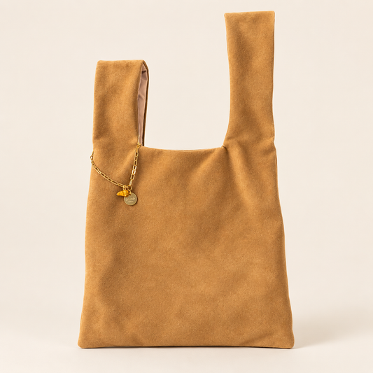 Japanese Knot Bag scamosciata color cammello