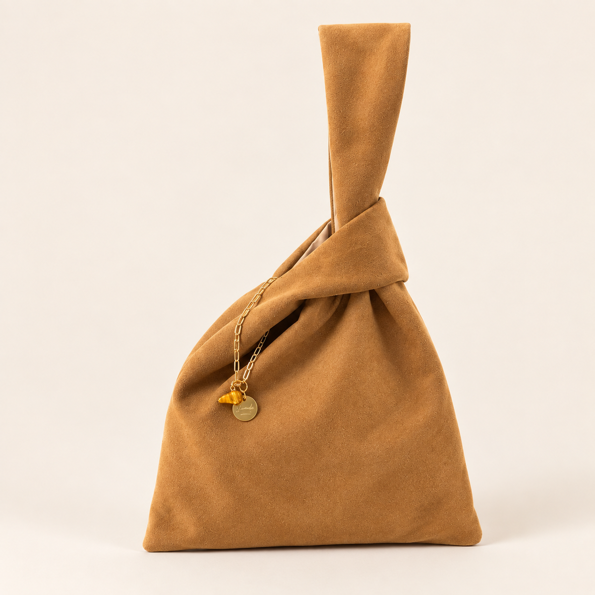 Japanese Knot Bag scamosciata color cammello