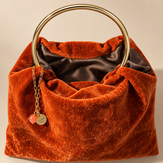 Ring Bag in velluto arancio bruciato