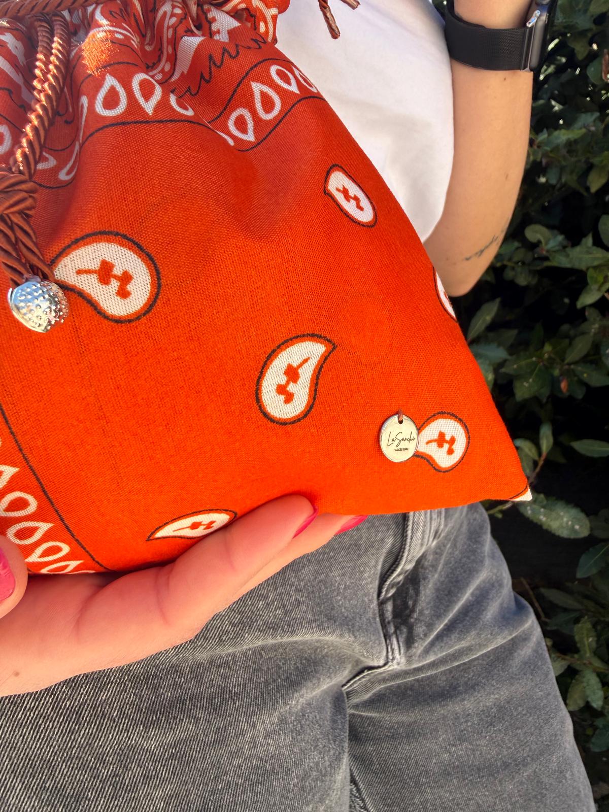 Mini Bag Bandana Arancione con Tracolla in Cordoncino