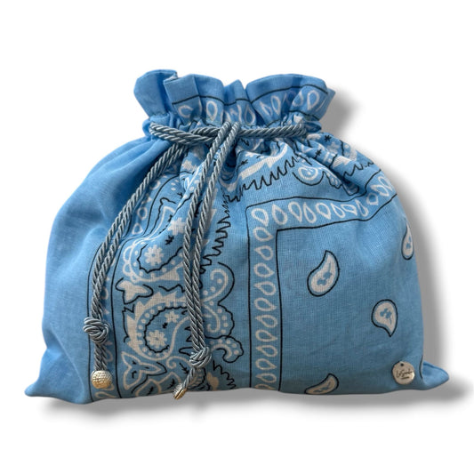 Mini Bag Bandana Azzurra con Tracolla in Cordoncino