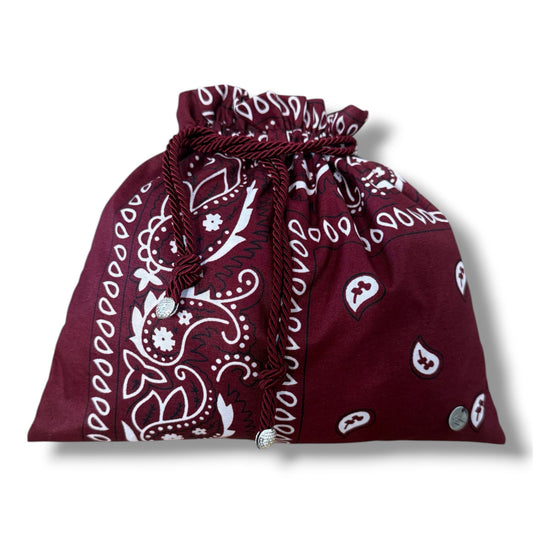 Mini Bag Bandana Bordeaux con Tracolla in Cordoncino
