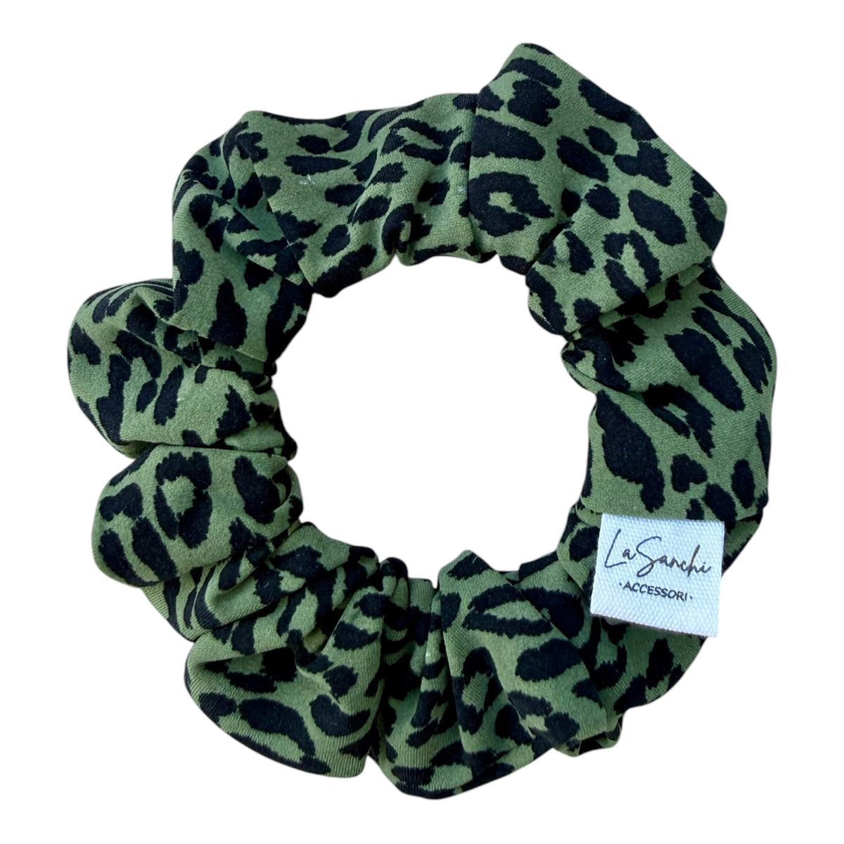 Scrunchie in lycra animalier verde e nero – Fatto a mano