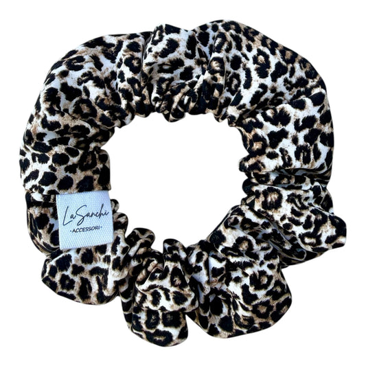 Scrunchie in lycra animalier beige e nero – Fatto a mano