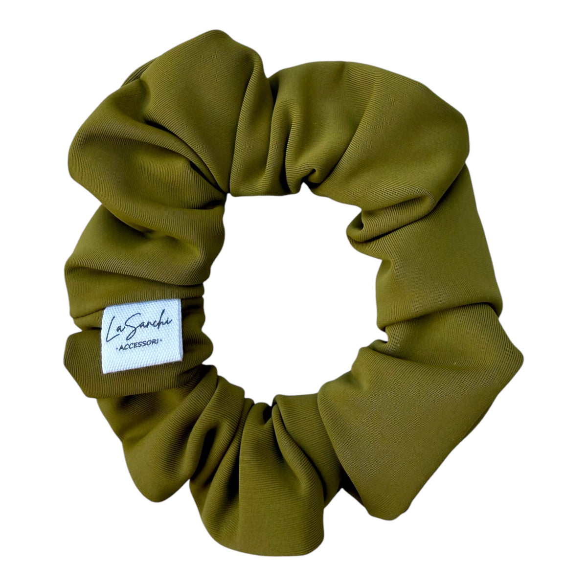 Scrunchie in lycra verde oliva – Fatto a mano