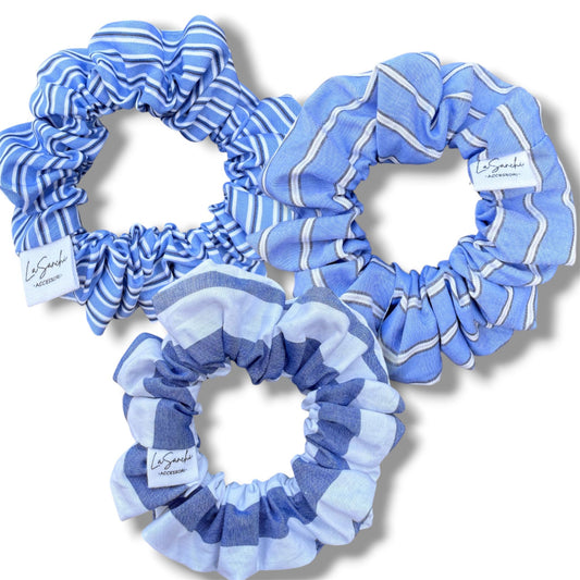 SPEDIZIONE GRATUITA - Tris Scrunchies Azzurri